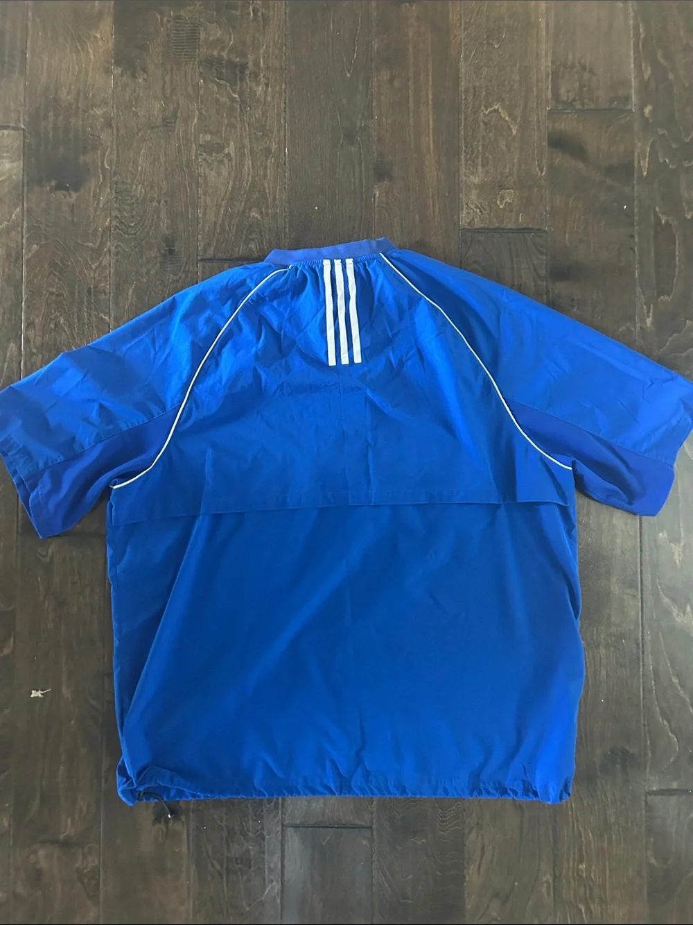 adidas Blue Short Sleeve Athletic Half-Zip Top with White Trim